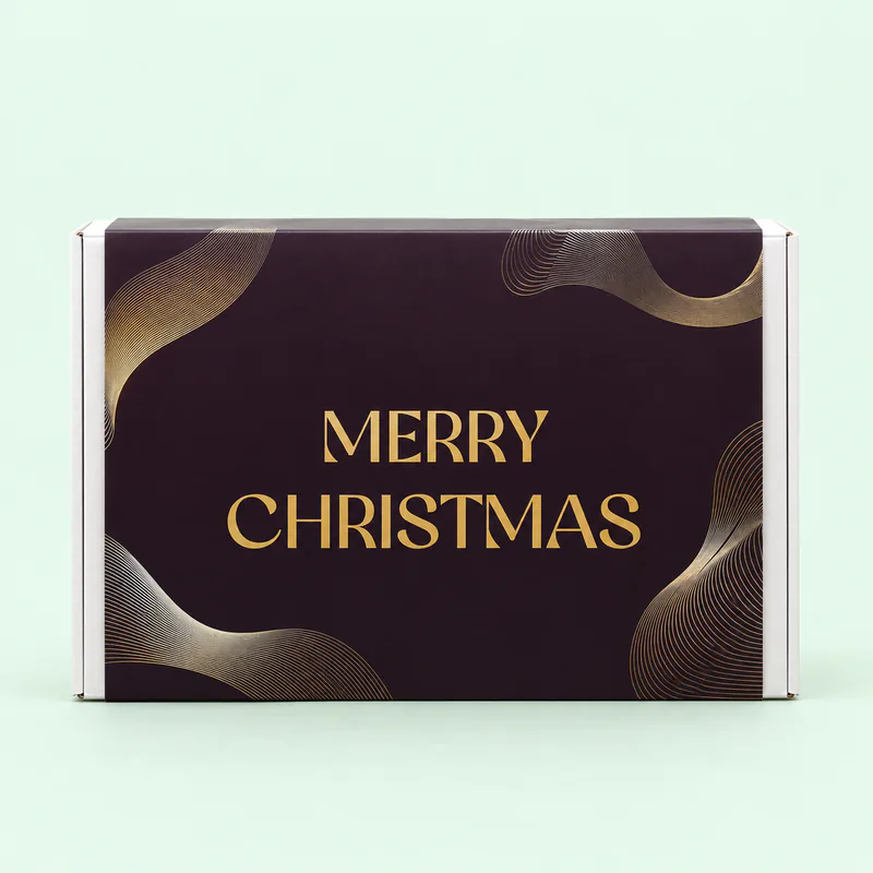 Premium White Gift Box with a Gold Foiled 'Merry Christmas' Sleeve