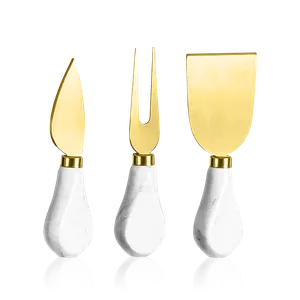 The Abode Essentials Marble 3 Piece Cheese Knife Set