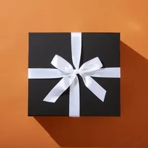 Premium Black Gift Box with White Ribbon