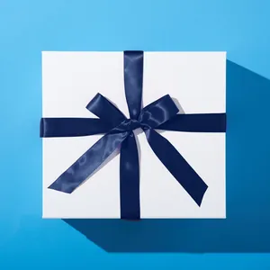Premium White Gift Box with a Navy Ribbon
