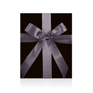 Black Gift Box with Metal Grey Ribbon