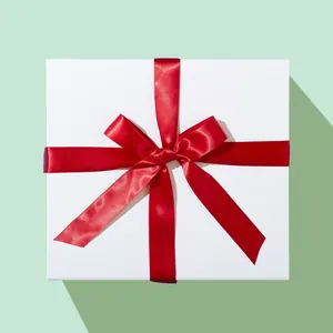 Premium White Gift Box Finished With A Red Ribbon
