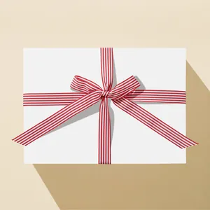 Premium White Gift Box With a Red Stripe Ribbon