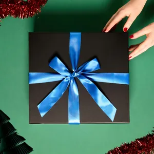 Premium Black Gift Box finished with a Blue Ribbon
