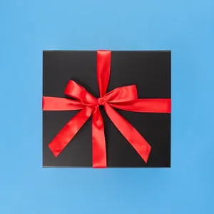 Premium Black Gift Box With Red Ribbon