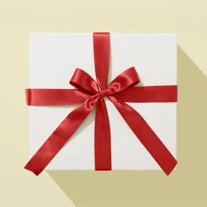 Premium White Gift Box With Red Ribbon