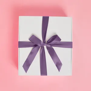 Premium White Gift Box with an Amethyst Ribbon