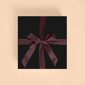 Premium Black Gift Box With a Burgundy Ribbon